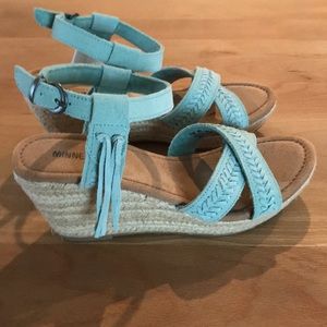 Minnetonka Naomi Mint Suede Wedge Sandals 9 NEW